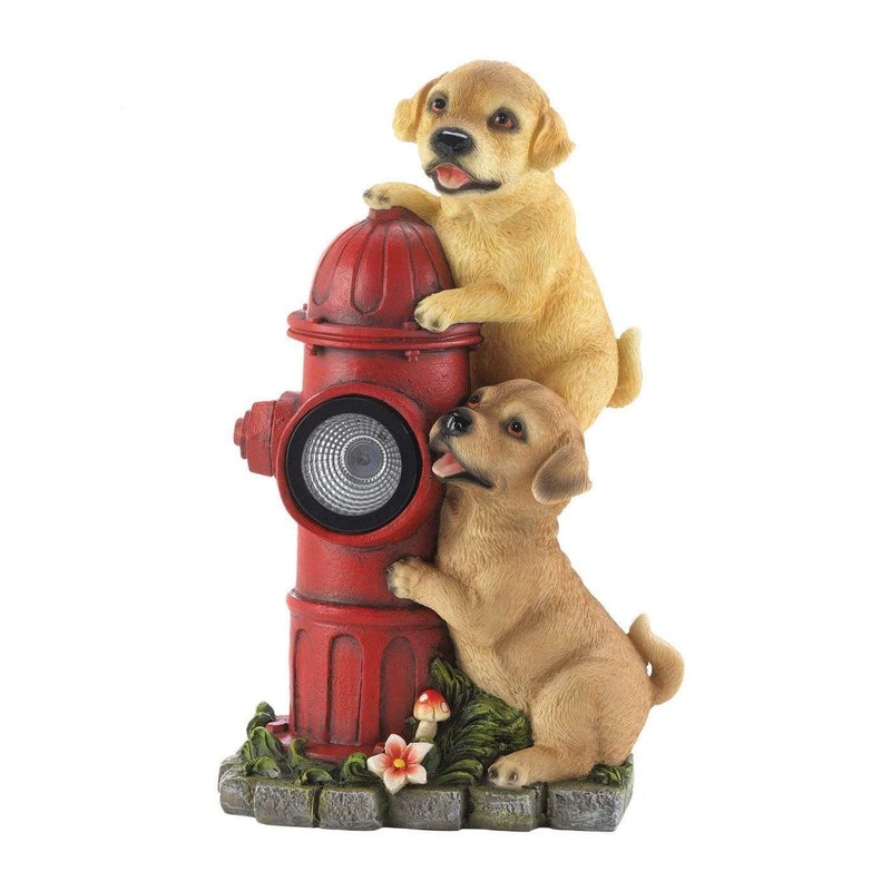 Cheap Home Decor Dogs And Fire Hydrant Solar Statue