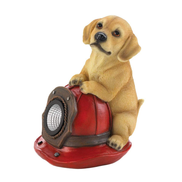 Modern Living Room Decor Dog And Fire Helmet Solar Statue