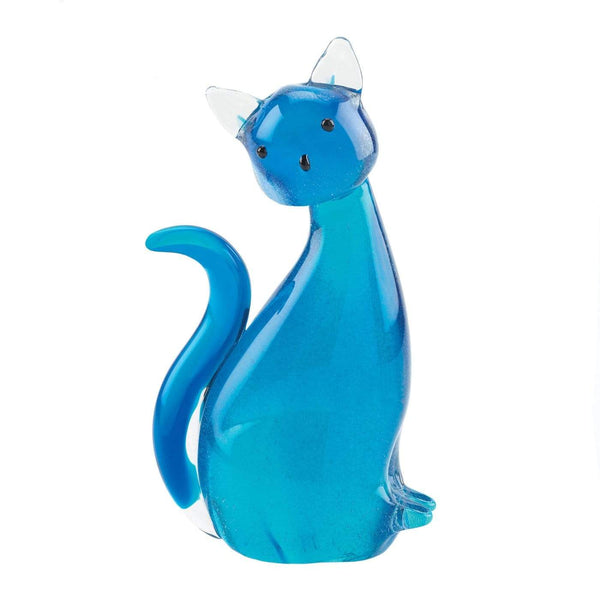 Home Decor Ideas Blue Kitty Cat Art Glass