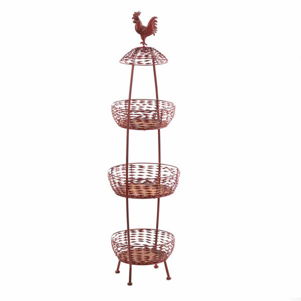 Decoration Ideas Red Rooster 3 Tier Baskets