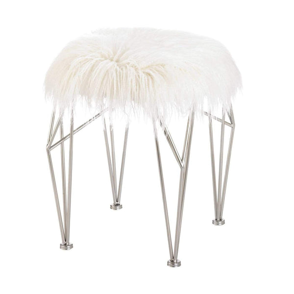 Home Decor Ideas Fur Stool With Prism Legs