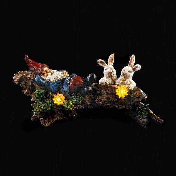 Gifts Home Decor Ideas Sleeping Gnome With Bunnies Solar Statue Koehler