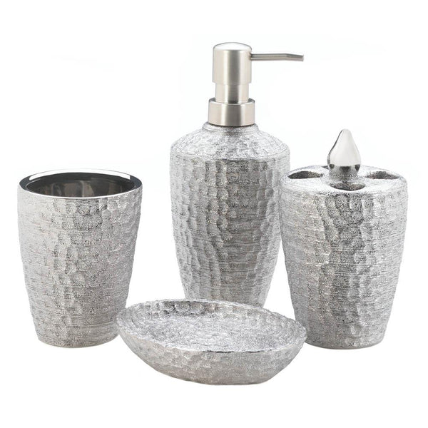 Living Room Decor Hammered Silver Texture Bath Accessories