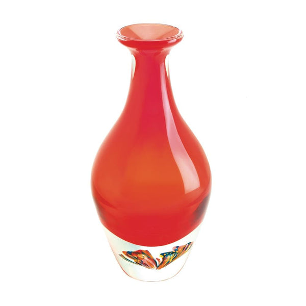 Home Decor Ideas Red Art Glass Bottleneck Vase