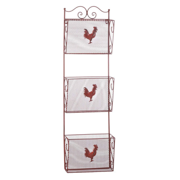 Home Decor Ideas Red Rooster Triple Basket Organizer