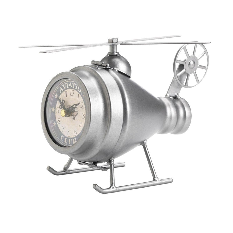 Cheap Home Decor Silver Helicopter Desk Clock