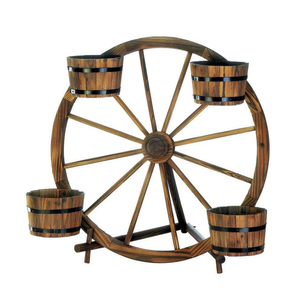 Home Decor Ideas Wagon Wheel Barrel Planter Display