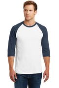 Gildan Heavy Cotton 3/4-Sleeve Raglan T-Shirt. 5700-T-shirts-White/ Navy-3XL-JadeMoghul Inc.