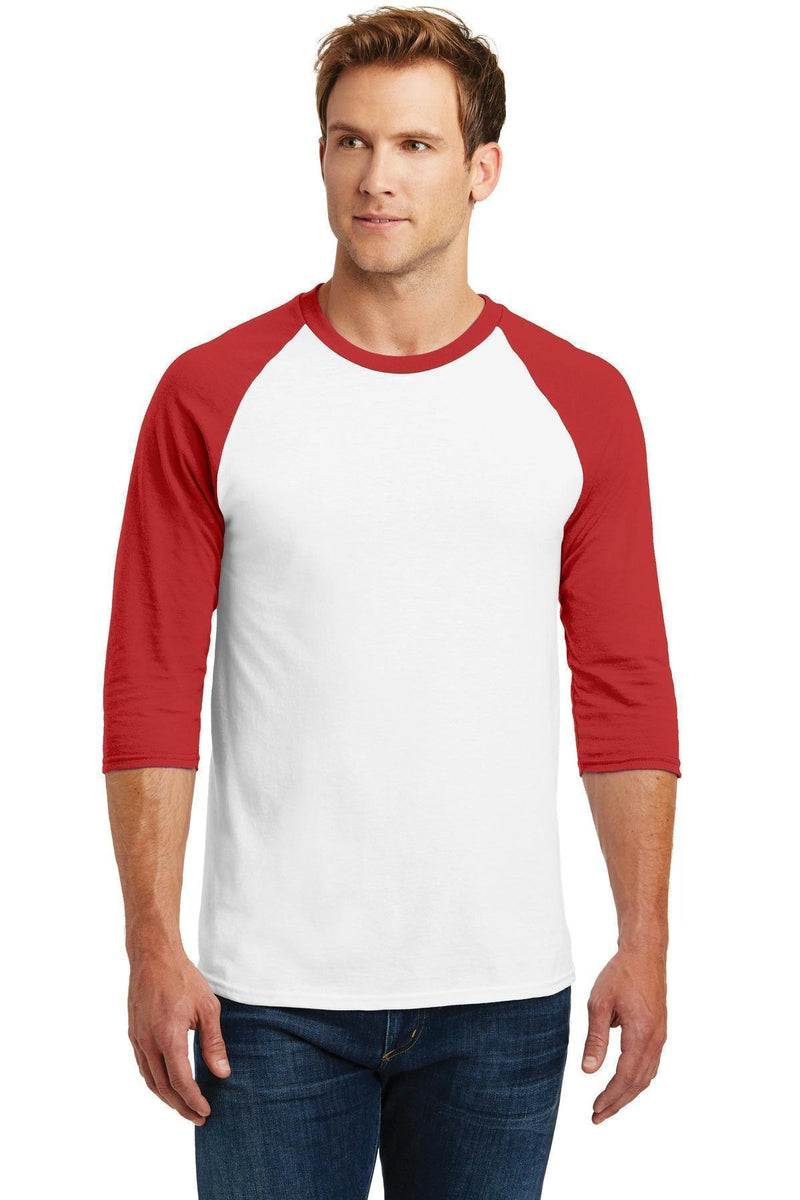 Gildan Heavy Cotton 3/4-Sleeve Raglan T-Shirt. 5700-T-shirts-White/ Red-3XL-JadeMoghul Inc.