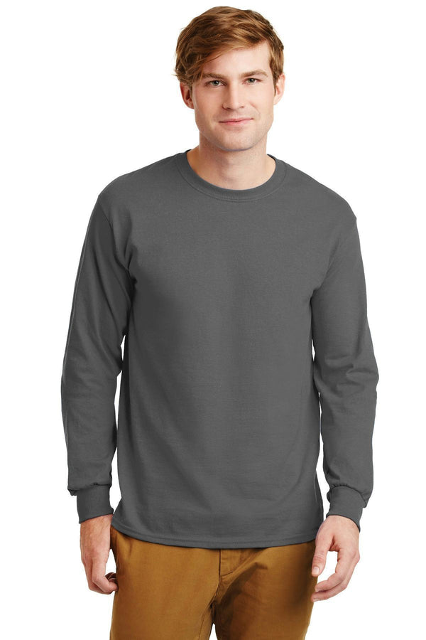Gildan - Ultra Cotton 100% Cotton Long Sleeve T-Shirt. G2400-T-shirts-Charcoal-M-JadeMoghul Inc.