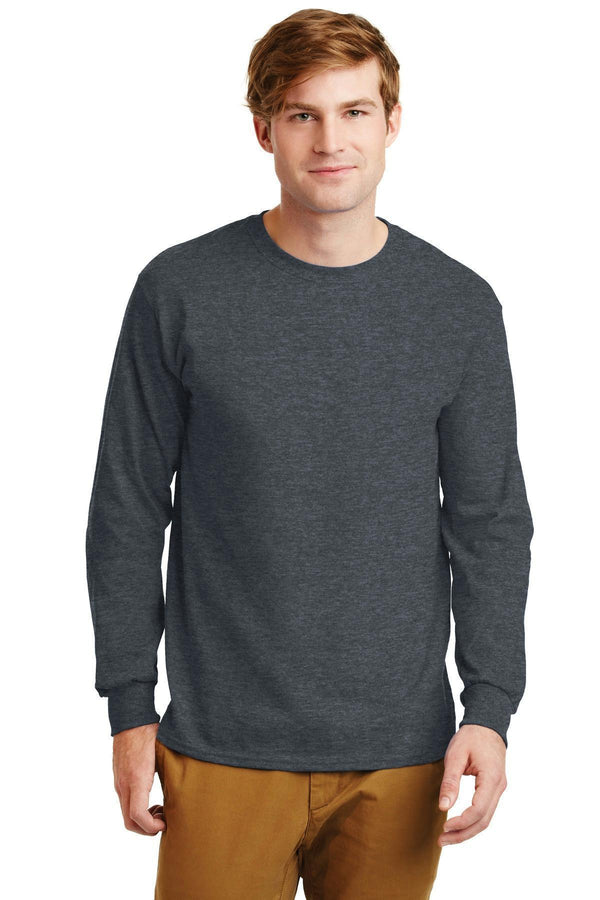 Gildan - Ultra Cotton 100% Cotton Long Sleeve T-Shirt. G2400-T-shirts-Dark Heather*-2XL-JadeMoghul Inc.