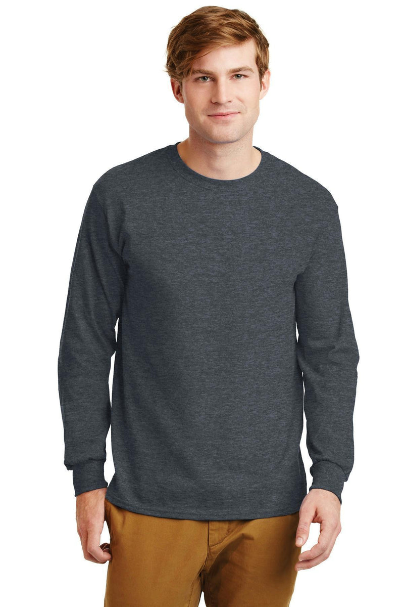 Gildan - Ultra Cotton 100% Cotton Long Sleeve T-Shirt. G2400-T-shirts-Dark Heather*-2XL-JadeMoghul Inc.