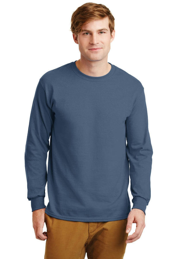 Gildan - Ultra Cotton 100% Cotton Long Sleeve T-Shirt. G2400-T-shirts-Indigo Blue-S-JadeMoghul Inc.