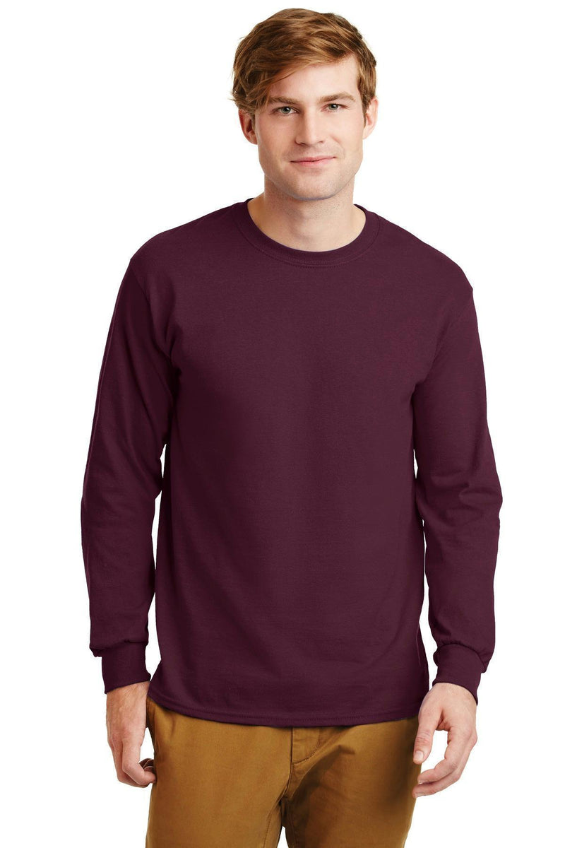 Gildan - Ultra Cotton 100% Cotton Long Sleeve T-Shirt. G2400-T-shirts-Maroon-4XL-JadeMoghul Inc.