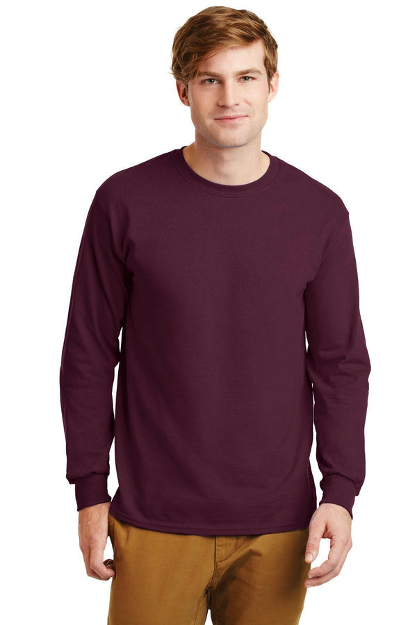 Gildan - Ultra Cotton 100% Cotton Long Sleeve T-Shirt. G2400-T-shirts-Maroon-XL-JadeMoghul Inc.
