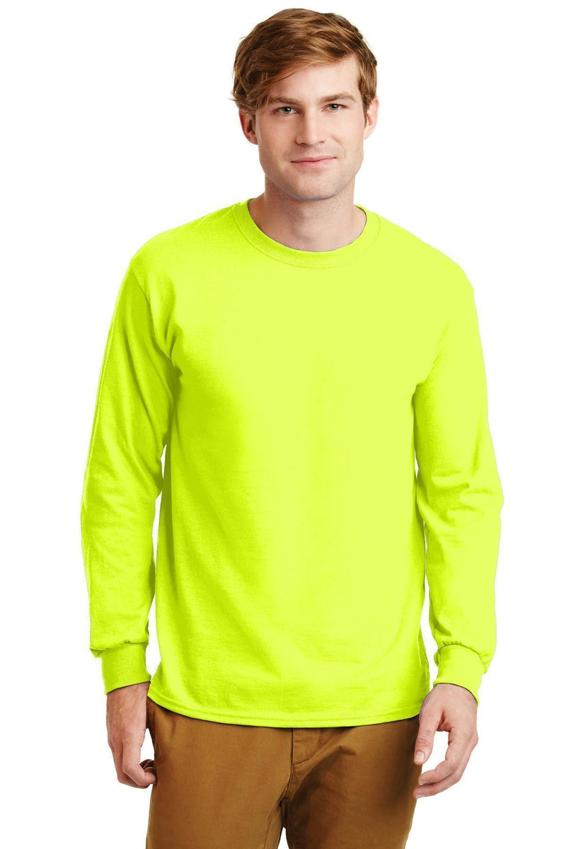 Gildan - Ultra Cotton 100% Cotton Long Sleeve T-Shirt. G2400-T-shirts-Safety Green*-5XL-JadeMoghul Inc.