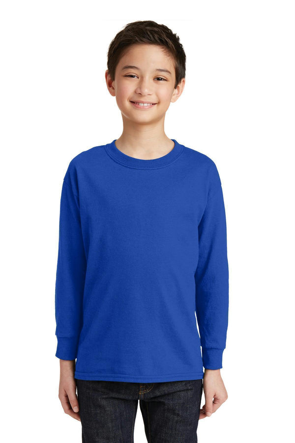 Gildan Youth Heavy Cotton 100% Cotton Long Sleeve T-Shirt. 5400B-T-shirts-Royal-XL-JadeMoghul Inc.