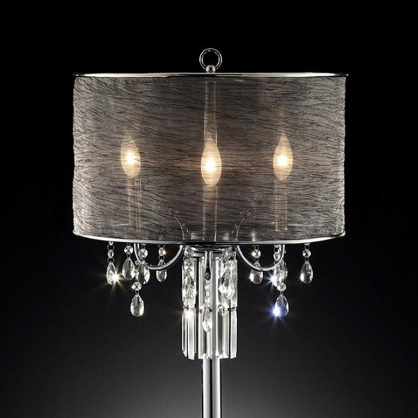 Gina Traditional Table Lamp-Table Lamps-Black, Silver-Metal-JadeMoghul Inc.