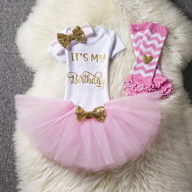 Girls 1st Birthday Party Romper And Tutu Skirt Set-As Picture 11-JadeMoghul Inc.