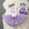 Girls 1st Birthday Party Romper And Tutu Skirt Set-As Picture 14-JadeMoghul Inc.