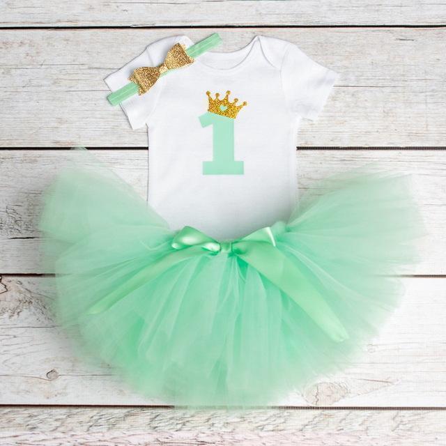 Girls 1st Birthday Party Romper And Tutu Skirt Set-As Picture 8-JadeMoghul Inc.