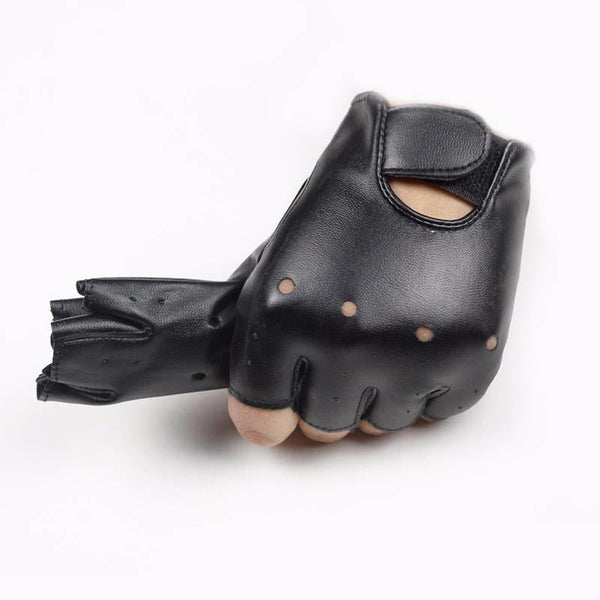 Girls / Boys Cool Genuine Leather Fingerless Gloves--JadeMoghul Inc.