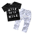 Girls/ Boys Funny Printed Quotes T shirt And Pants Set-color as picture 9-24M-JadeMoghul Inc.