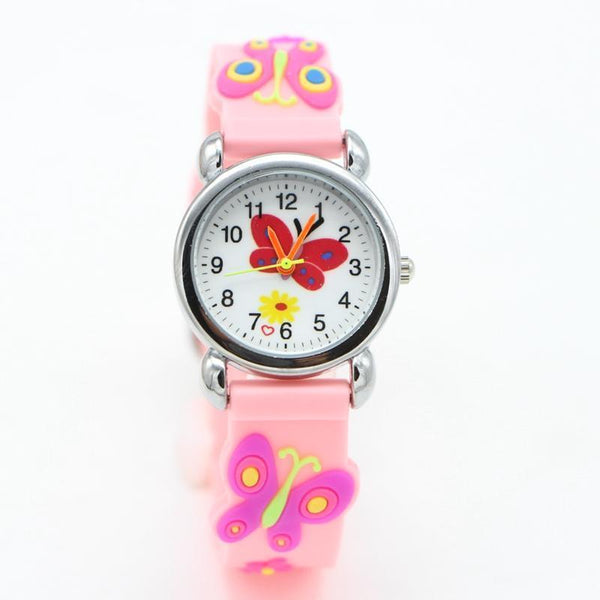 Girls Butterfly Design Silicone Quartz Wristwatches-pink-JadeMoghul Inc.