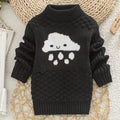 Girls Clouds Print Pull Over Sweater-Black-3T-JadeMoghul Inc.