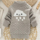 Girls Clouds Print Pull Over Sweater-Grey-3T-JadeMoghul Inc.