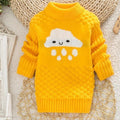 Girls Clouds Print Pull Over Sweater-Yellow-3T-JadeMoghul Inc.