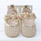 Girls cute Eyelet Lace And Flower Booties-Gold-0-6 Months-JadeMoghul Inc.