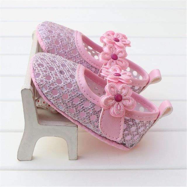 Girls cute Eyelet Lace And Flower Booties-Pink-0-6 Months-JadeMoghul Inc.