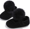 Girls Cute Fur Ball Soft Sole Shoes-Black-0-6 Months-JadeMoghul Inc.