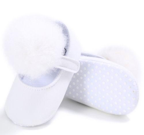 Girls Cute Fur Ball Soft Sole Shoes-White-0-6 Months-JadeMoghul Inc.