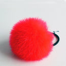 Girls Faux Rabbit Fur Ball Elastic Hair Tie-Red-JadeMoghul Inc.