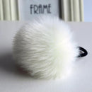 Girls Faux Rabbit Fur Ball Elastic Hair Tie-White-JadeMoghul Inc.