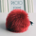 Girls Faux Rabbit Fur Ball Elastic Hair Tie-Wine red-JadeMoghul Inc.