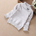 Girls Full Sleeves Ruffle Neck Sweater-Agrey-2T-JadeMoghul Inc.