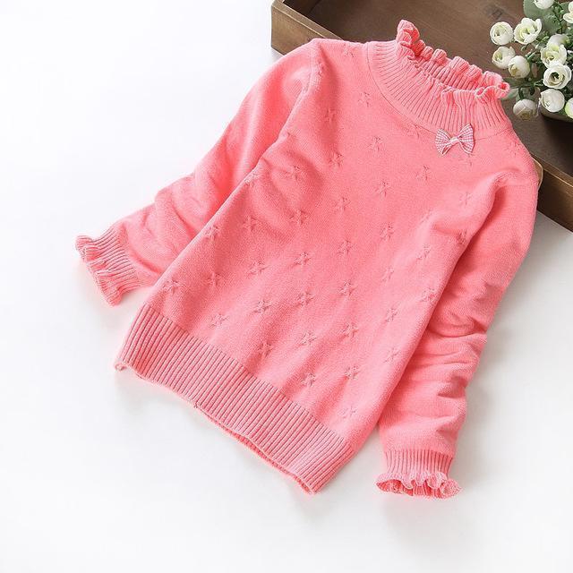 Girls Full Sleeves Ruffle Neck Sweater-Alight red-2T-JadeMoghul Inc.