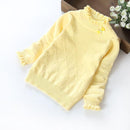 Girls Full Sleeves Ruffle Neck Sweater-Ayellow-2T-JadeMoghul Inc.