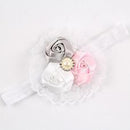 Girls Lace And Fabric Flowers Elastic Head Band-as picture 4-JadeMoghul Inc.