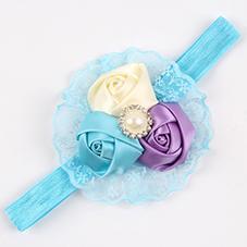 Girls Lace And Fabric Flowers Elastic Head Band-as picture 6-JadeMoghul Inc.