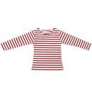 Girls Long Sleeve Striped Cotton T-shirt With Elbow Patch-Red-2T-JadeMoghul Inc.