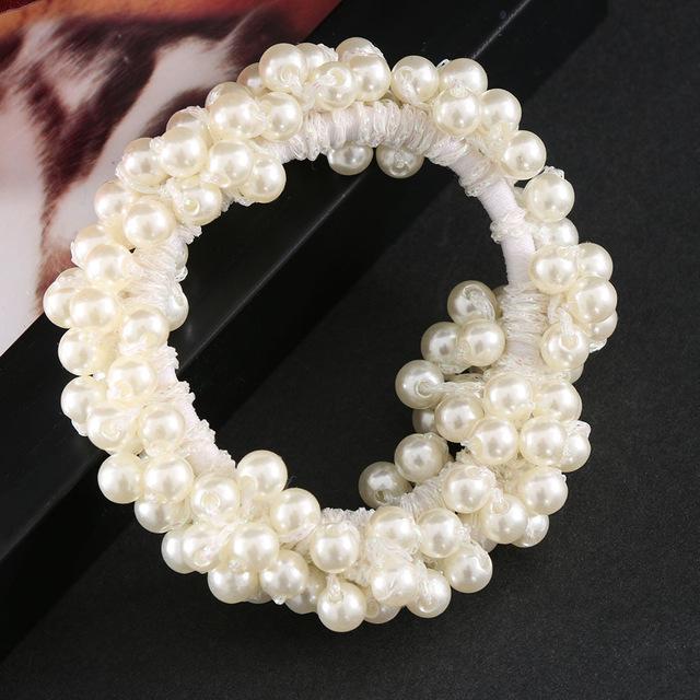 Girls Pearls And Flowers Design Hair Tie-C-One Size-JadeMoghul Inc.