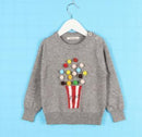 Girls Popcorn Design Machine Knitted Sweater-Grey-3T-JadeMoghul Inc.