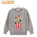 Girls Popcorn Design Machine Knitted Sweater-Grey-3T-JadeMoghul Inc.