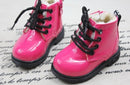 Girls PU Leather Glossy Lace Up Boots-Winter style-6.5-JadeMoghul Inc.