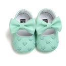 Girls PU Leather Heart Embroidered Shoes With Bow Decor-G-13-18 Months-JadeMoghul Inc.