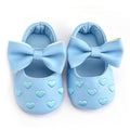 Girls PU Leather Heart Embroidered Shoes With Bow Decor-L-13-18 Months-JadeMoghul Inc.